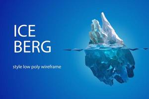 illustration polygonale futuriste d'iceberg sur fond bleu. le glacier est une métaphore, il y a beaucoup de travail derrière le succès. vecteur