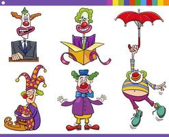 jeu de personnages de bandes dessinées de clowns de dessin animé vecteur