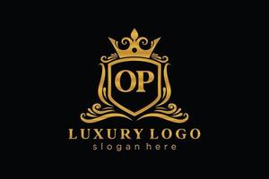 modèle de logo de luxe royal de lettre op initiale dans l'art vectoriel pour le restaurant, la royauté, la boutique, le café, l'hôtel, l'héraldique, les bijoux, la mode et d'autres illustrations vectorielles.