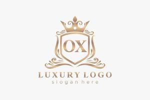 modèle initial de logo de luxe royal de lettre de bœuf dans l'art vectoriel pour le restaurant, la royauté, la boutique, le café, l'hôtel, l'héraldique, les bijoux, la mode et d'autres illustrations vectorielles.