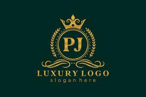 modèle initial de logo de luxe royal de lettre pj dans l'art vectoriel pour le restaurant, la royauté, la boutique, le café, l'hôtel, l'héraldique, les bijoux, la mode et d'autres illustrations vectorielles.