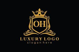 modèle de logo de luxe royal lettre initiale oh dans l'art vectoriel pour le restaurant, la royauté, la boutique, le café, l'hôtel, l'héraldique, les bijoux, la mode et d'autres illustrations vectorielles.