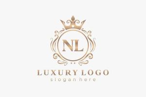 modèle de logo de luxe royal lettre initiale nl en art vectoriel pour restaurant, royauté, boutique, café, hôtel, héraldique, bijoux, mode et autres illustrations vectorielles.