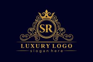 sr lettre initiale or calligraphique féminin floral monogramme héraldique dessiné à la main antique vintage style luxe logo design vecteur premium
