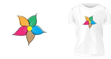 concept de design de t-shirt, fleur colorée vecteur