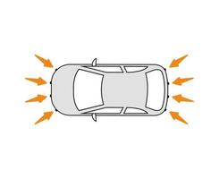 capteurs de stationnement avant et arrière de voiture. système d'aide au stationnement du véhicule. dessin de croquis moderne. icône de ligne modifiable. vecteur