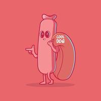 illustration vectorielle de caractère de hot-dog cool. nourriture, drôle, concept de design de style. vecteur