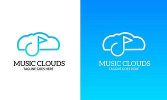 illustration graphique vectoriel du modèle logo nuages musique