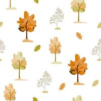 illustration vectorielle automne floral modèle sans couture. arbres sur fond blanc. vecteur
