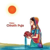 joyeux chhath puja fond de vacances pour le festival du soleil de l'inde vecteur