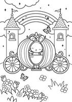 princesse lapin balade en calèche dans le château coloriages vecteur