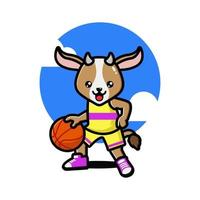 chèvre mignonne heureuse jouant au basket vecteur