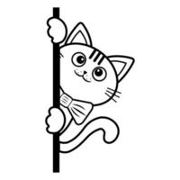 aperçu de la page de coloriage du chat moelleux de dessin animé. livre de coloriage pour les enfants vecteur