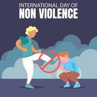 illustration graphique vectoriel d'un garçon donne un coup de pied à son ami jusqu'à ce qu'il s'accroupisse, parfait pour la journée internationale de non-violence, célébrer, carte de voeux, etc.