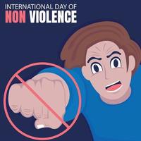 le graphique vectoriel d'illustration d'un homme frappera avec son poing, parfait pour la journée internationale de la non-violence, célébrer, carte de voeux, etc.