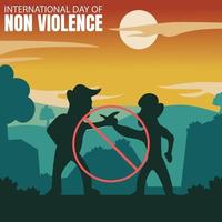 illustration graphique vectoriel de la silhouette de deux hommes se battent au milieu de la forêt, parfait pour la journée internationale de la non-violence, célébrer, carte de voeux, etc.