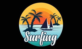 belle plage de surf vector t-shirt design pro vecteur.