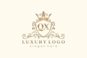 modèle initial de logo de luxe royal de lettre qx dans l'art vectoriel pour le restaurant, la royauté, la boutique, le café, l'hôtel, l'héraldique, les bijoux, la mode et d'autres illustrations vectorielles.