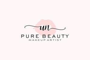 création initiale de logo préfabriqué pour les lèvres aquarelles, logo pour la marque d'entreprise de maquilleur, création de logo de boutique de beauté blush, logo de calligraphie avec modèle créatif. vecteur