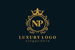 modèle initial de logo de luxe royal de lettre np dans l'art vectoriel pour le restaurant, la royauté, la boutique, le café, l'hôtel, l'héraldique, les bijoux, la mode et d'autres illustrations vectorielles.