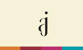 alphabet lettres initiales monogramme logo aj, ja, a et j vecteur