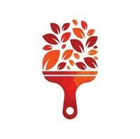 vecteur d'icône de logo de feuille de peinture. peinture de logo vectoriel de brosse végétale. jardin rénover le concept de logo vectoriel.