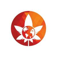 icône du logo vectoriel cannabis mondial. modèle de conception de logo du monde du cannabis pour la société de marijuana.