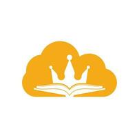conception de modèle de logo vectoriel de concept de forme de nuage de livre de roi. livre vectoriel et concept de logo de couronne.