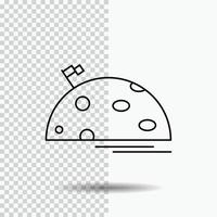 planète. espace. lune. drapeau. icône de ligne mars sur fond transparent. illustration vectorielle icône noire vecteur