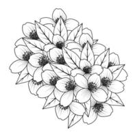 fleur coloriage dessin à la main dessin au trait de fleur noire avec un design décoratif pour impression vecteur