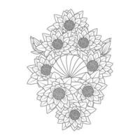 Page de coloriage de fleur de nénuphar de simplicité artistique dessinée avec une fleur de fleur sur fond isolé vecteur