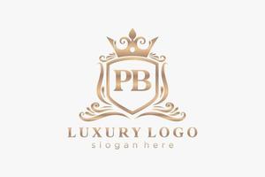 modèle de logo de luxe royal de lettre pb initiale dans l'art vectoriel pour le restaurant, la royauté, la boutique, le café, l'hôtel, l'héraldique, les bijoux, la mode et d'autres illustrations vectorielles.