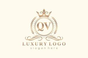 modèle initial de logo de luxe royal de lettre qv dans l'art vectoriel pour le restaurant, la royauté, la boutique, le café, l'hôtel, l'héraldique, les bijoux, la mode et d'autres illustrations vectorielles.