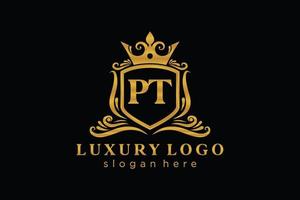 modèle de logo de luxe royal lettre initiale pt en art vectoriel pour restaurant, royauté, boutique, café, hôtel, héraldique, bijoux, mode et autres illustrations vectorielles.