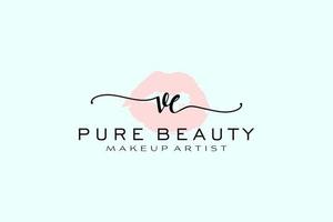 création initiale de logo préfabriqué pour les lèvres aquarelles ve, logo pour la marque d'entreprise de maquilleur, création de logo de boutique de beauté blush, logo de calligraphie avec modèle créatif. vecteur