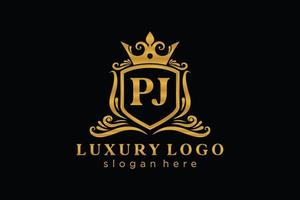 modèle initial de logo de luxe royal de lettre pj dans l'art vectoriel pour le restaurant, la royauté, la boutique, le café, l'hôtel, l'héraldique, les bijoux, la mode et d'autres illustrations vectorielles.