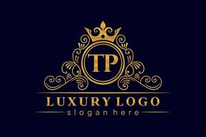tp lettre initiale or calligraphique féminin floral monogramme héraldique dessiné à la main antique vintage style luxe logo design vecteur premium