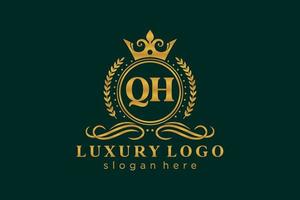 modèle initial de logo de luxe royal de lettre qh dans l'art vectoriel pour le restaurant, la royauté, la boutique, le café, l'hôtel, l'héraldique, les bijoux, la mode et d'autres illustrations vectorielles.