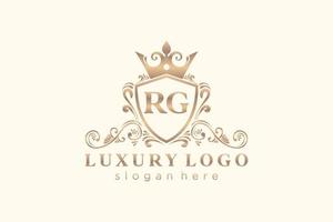 modèle initial de logo de luxe royal de lettre rg dans l'art vectoriel pour le restaurant, la royauté, la boutique, le café, l'hôtel, l'héraldique, les bijoux, la mode et d'autres illustrations vectorielles.