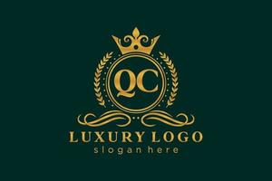 modèle initial de logo de luxe royal de lettre qc dans l'art vectoriel pour le restaurant, la royauté, la boutique, le café, l'hôtel, l'héraldique, les bijoux, la mode et d'autres illustrations vectorielles.