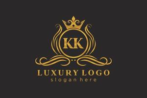 modèle initial de logo de luxe royal de lettre kk dans l'art vectoriel pour le restaurant, la royauté, la boutique, le café, l'hôtel, l'héraldique, les bijoux, la mode et d'autres illustrations vectorielles.