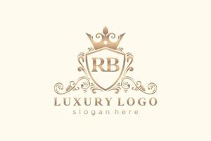 modèle initial de logo de luxe royal de lettre rb dans l'art vectoriel pour le restaurant, la royauté, la boutique, le café, l'hôtel, l'héraldique, les bijoux, la mode et d'autres illustrations vectorielles.