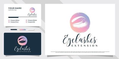 création de logo de cils pour studio de maquillage avec concept créatif et modèle de carte de visite vecteur