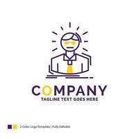 création du logo du nom de l'entreprise pour le gestionnaire. employé. docteur. la personne. homme d'affaire. conception de nom de marque violet et jaune avec place pour le slogan. modèle de logo créatif pour petites et grandes entreprises. vecteur