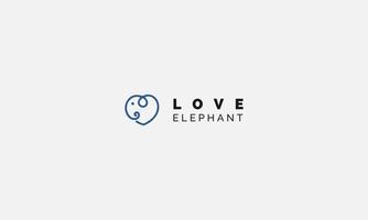 logo d'icône de coeur d'éléphant. logotype de symbole de vecteur de dent de ligne créative