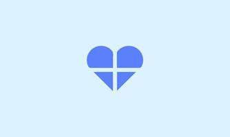 forme de coeur avec une forme de croix pour le logo médical. logo unique pour clinique, hôpital ou pharmaceutique vecteur