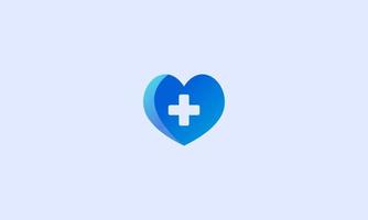 forme de coeur avec une forme de croix pour le logo médical. logo unique pour clinique, hôpital ou pharmaceutique vecteur