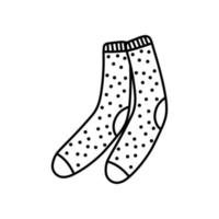 illustration vectorielle design plat doodle chaussettes .textile vêtements chauds chaussettes paire décoration mignonne vêtements d'hiver en laine. vecteur