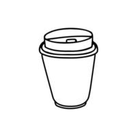 tasse à café en papier dessin animé doodle sur fond blanc. vecteur