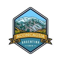 aconcagua argentine, ligne dessinée à la main avec couleur numérique, illustration vectorielle vecteur